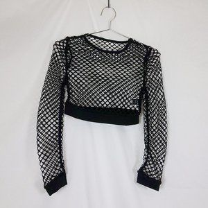 Shein Black Fishnet Crop Top 4